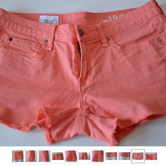 Frayed Hem Denim Jeans Short Women sz 27 Salmon Pink by Gap 1969 - Picture 7 of 8